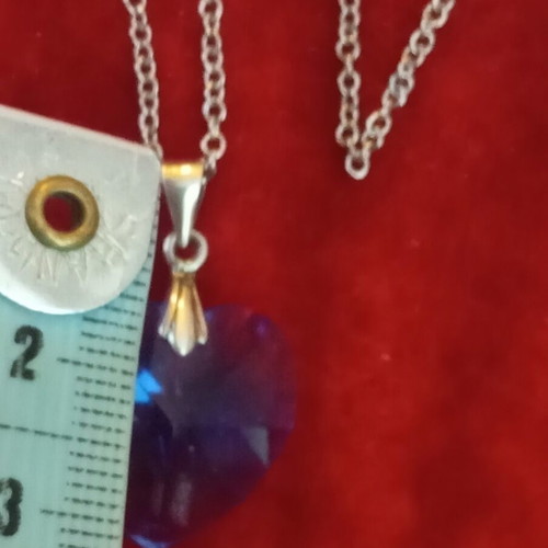 Silver 925 necklace with blue heart zircon stone