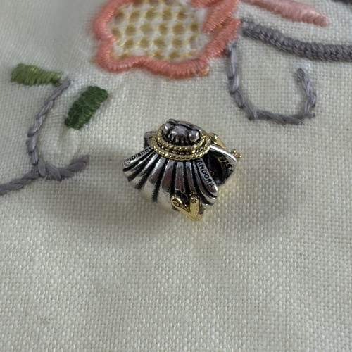 Pandora Ariel shell charm, gold and silver
