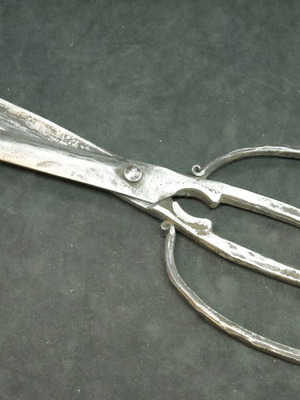 Antique scissors used, handmade, 27cm length