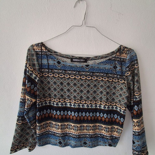 Morena Spain Boho Long Sleeve Crop Top in Excellent Condition