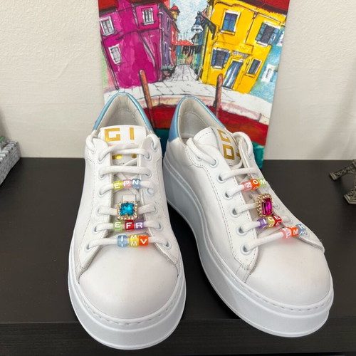 Gio+ women's sneakers new, white size 36 with stones and beads