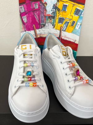 Gio+ women's sneakers new, white size 36 with stones and beads