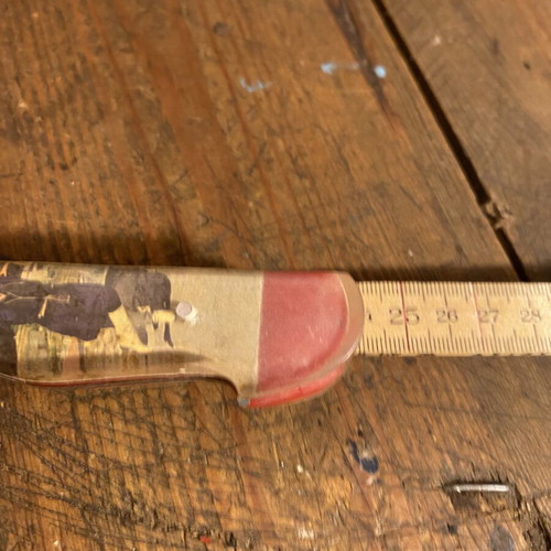 Old Cretan knife with mantinada used, with sheath, 24 cm