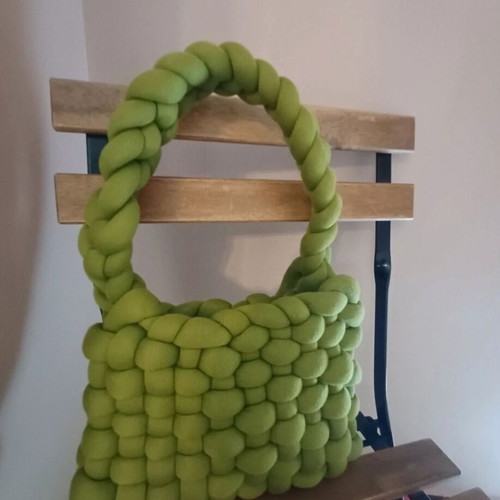 Marshmallow shoulder bag, handmade, green