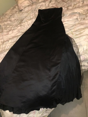 Maxi βραδινό φόρεμα στράπλες μαύρο με μαύρο τούλι εσωτερικά Dorothy Perkins L 40 12 μεταχειρισμένο, φορεμένο μια φορά