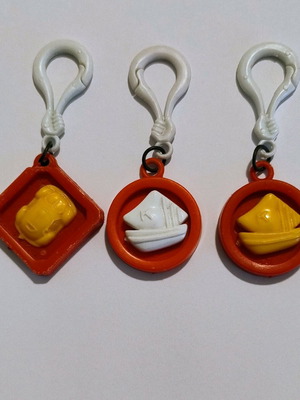 Vintage ice cream karambola keychains used, pack of 3