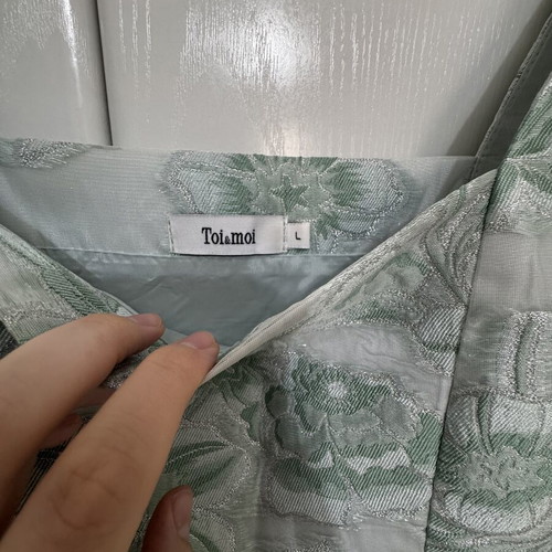 Toi&Moi dress mint color with embossed floral design, size L
