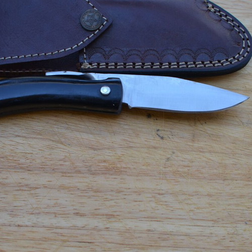 Folding knife stainless steel handmade buffalo horn handle new