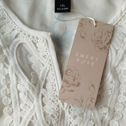 White sleeveless blouse new, romantic boho style with eyelet embroidery