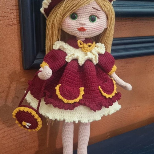 Knitted doll new, 38 cm tall