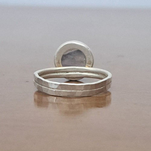 Handmade silver ring with fluorite, like new