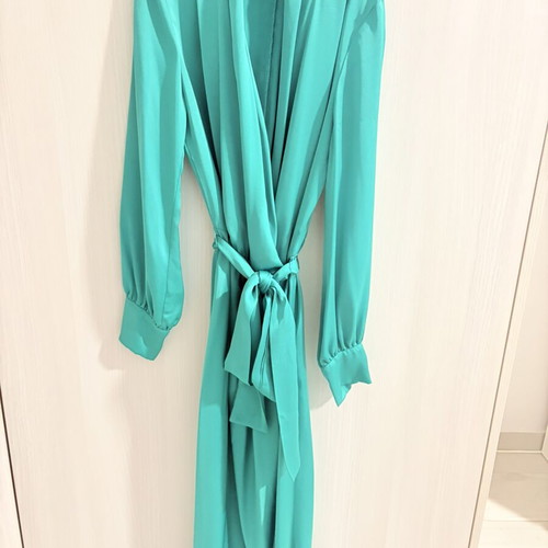 Mix & Match satin tunic dress emerald green like new