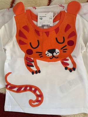 Baby Shirt Cute Tiger New, white with tiger design