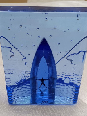 Bertil Vallien Blues: Four Elements Crystal Sculpture like new by Kosta Boda