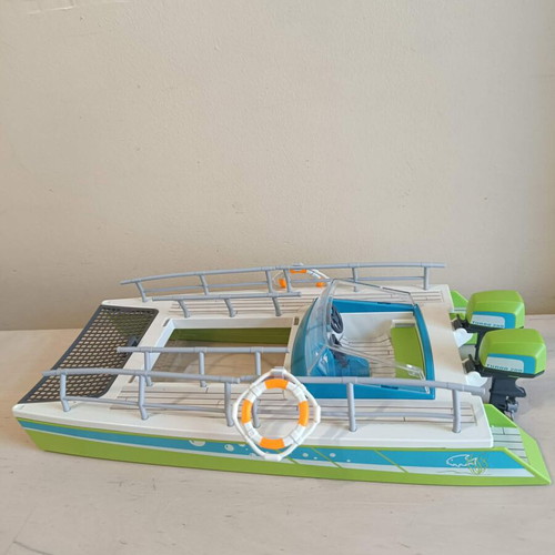 Playmobil catamaran used with panoramic window for water play