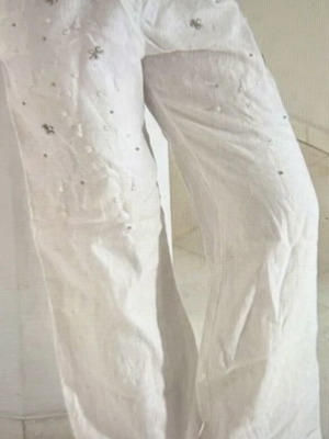 Zini Collection Linen Trousers with Crystals brand new, white, XL