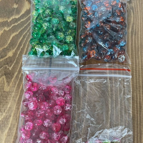 Glass crackle beads like new, pack of 4 bags
