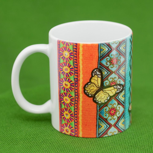 Ceramic mug Secret Garden new with boho motifs