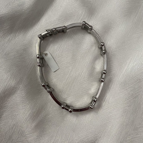 Men's stainless steel bracelet adjustable, new, silver