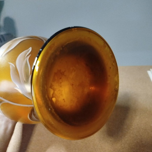 Glass vase used, height 36 cm, width 14 cm