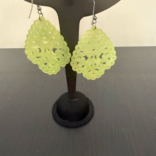 Earrings in lime shade with rhinestones like new