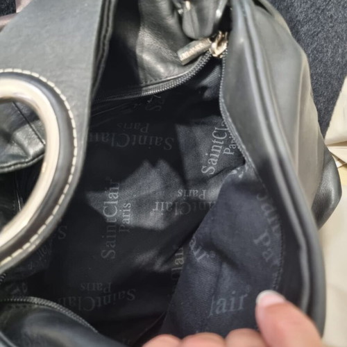 Saint Clair Paris shoulder leather bag used, black