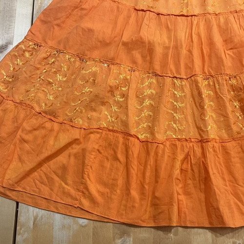 Long summer skirt orange 100% cotton made in India