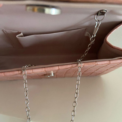 Doca women's clutch bag, salmon with silver details