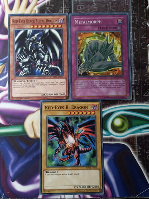 Red-Eyes Metal Dragon, Metalmorph, Red-Eyes B. Dragon Yu-Gi-Oh! cards