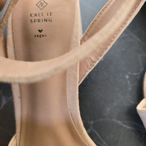 Call It Spring beige faux suede pumps with ankle strap, size 39