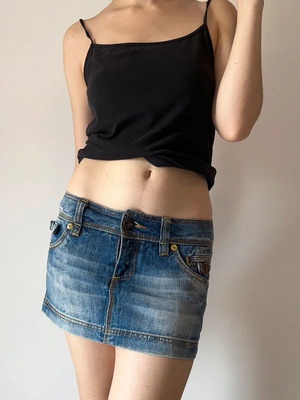 Y2K Mini Denim Skirt XS, Vintage Sicko19, Like New
