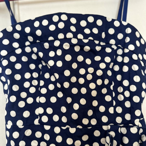 Polka Dot Strapless Mini Dress with Blue Straps, Like New