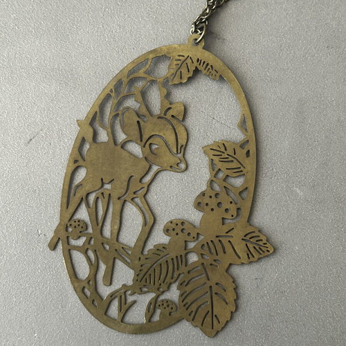 Long Bambi & Thumper Brass Necklace Disney Design like new