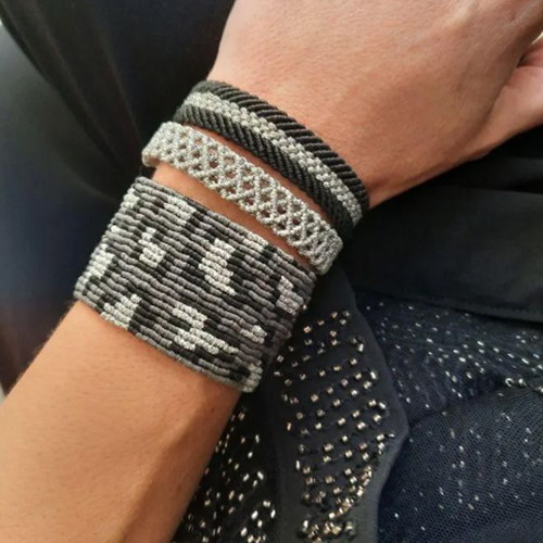 Handmade Macrame Bracelet Animal Print Boho Statement Cuff new