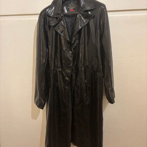 Lussile Young Women's Trench Coat Large new, black with Croco print