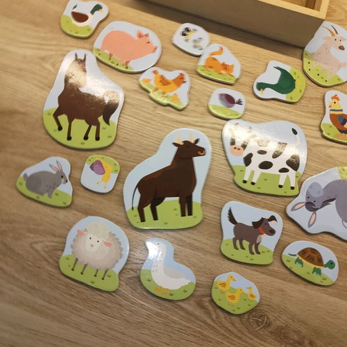 Magnetic wooden animal toy used for ages 2+