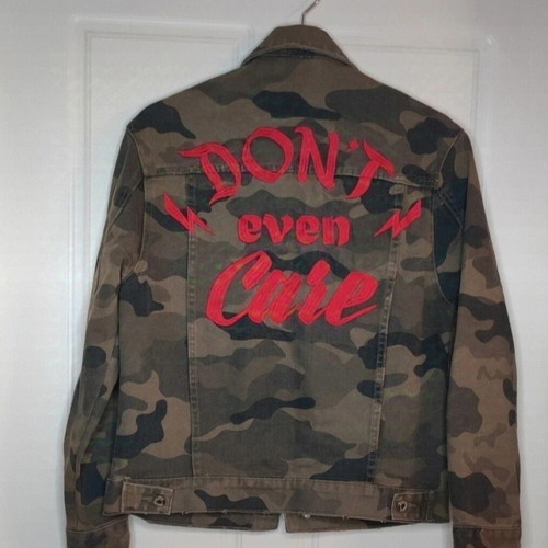 Bershka men's camo denim jacket like new, green XS