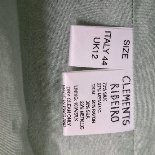 Clement Ribeiro Pure Silk Green Dress L Like New Wedding Baptism