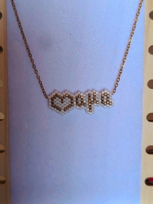 Miyuki necklace handmade new white and gold