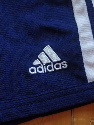 Adidas Climalite boys' sports shorts size M, dark blue and white