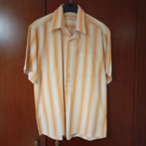 Men's short-sleeve shirt like new, beige and orange, XL