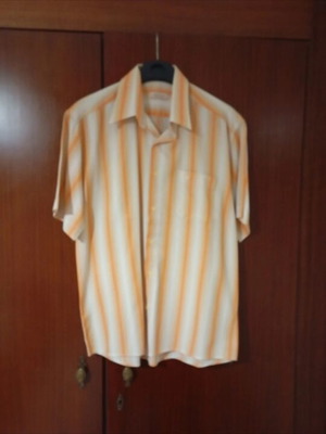 Men's short-sleeve shirt like new, beige and orange, XL