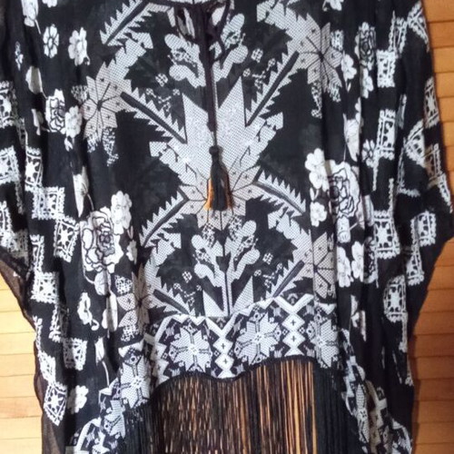 Tally Weijl Poncho Blouse with Black Fringes new