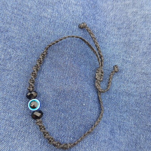 Handmade bracelet with onyx and evil eye semi-precious stones new