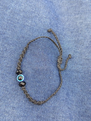 Handmade bracelet with onyx and evil eye semi-precious stones new