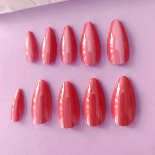 Pink almond cats eye fake nails new, set of 24 pieces