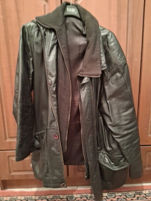 Ανδρικό δερμάτινο μπουφάν Lapel XL μεταχειρισμένο, μαύρο