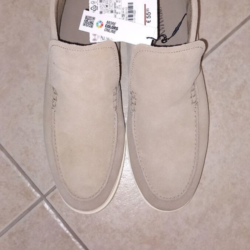 Zara leather ankle boots, beige, size 43