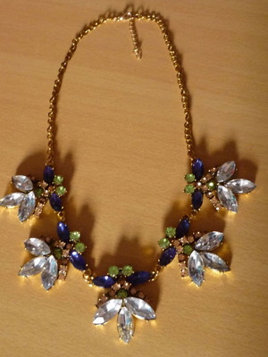 Bronze necklace with multicolored strass stone flower design