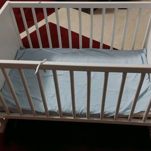 Wooden baby cot used from IKEA with free mattress